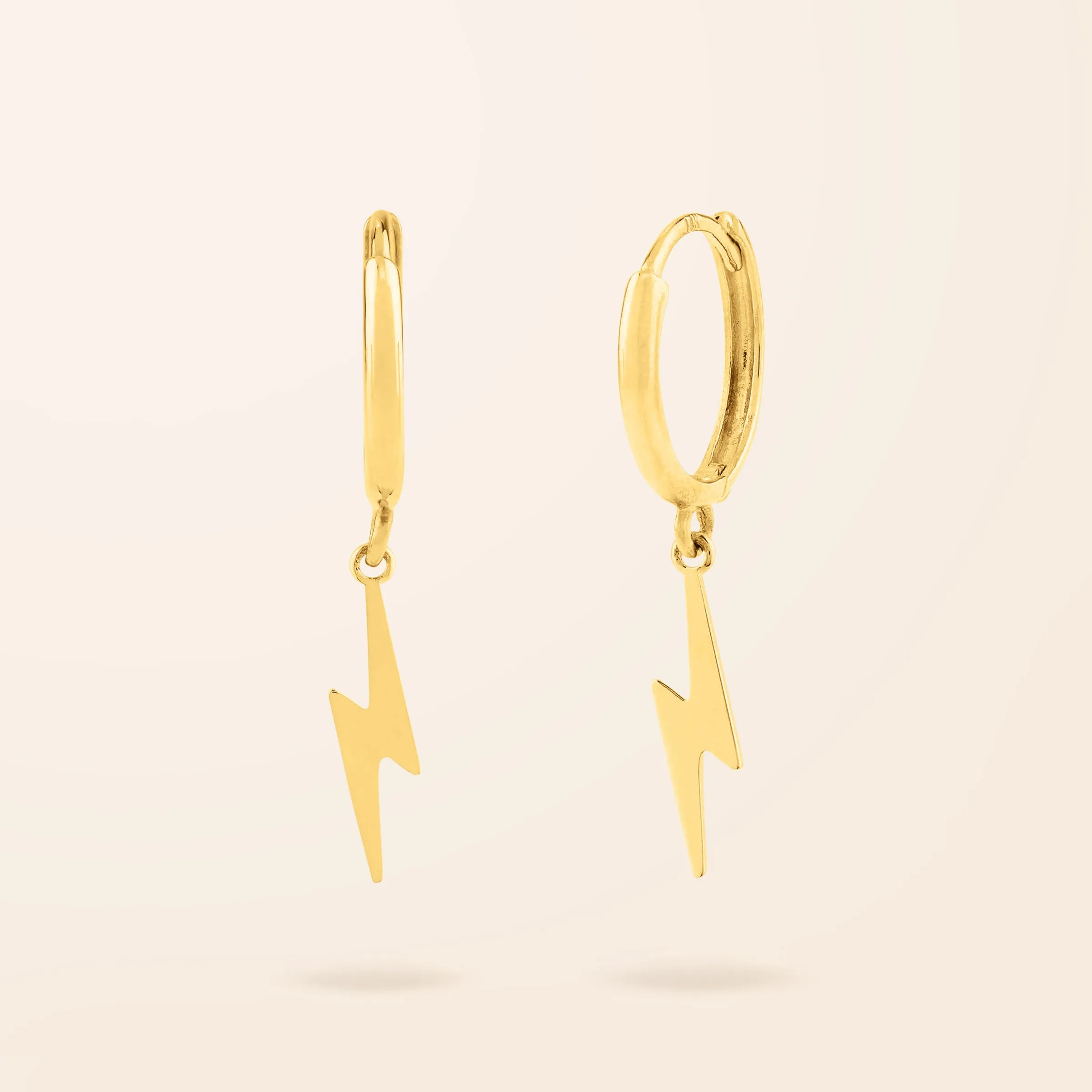 10K Gold Lightning Bolt Huggie Earrings