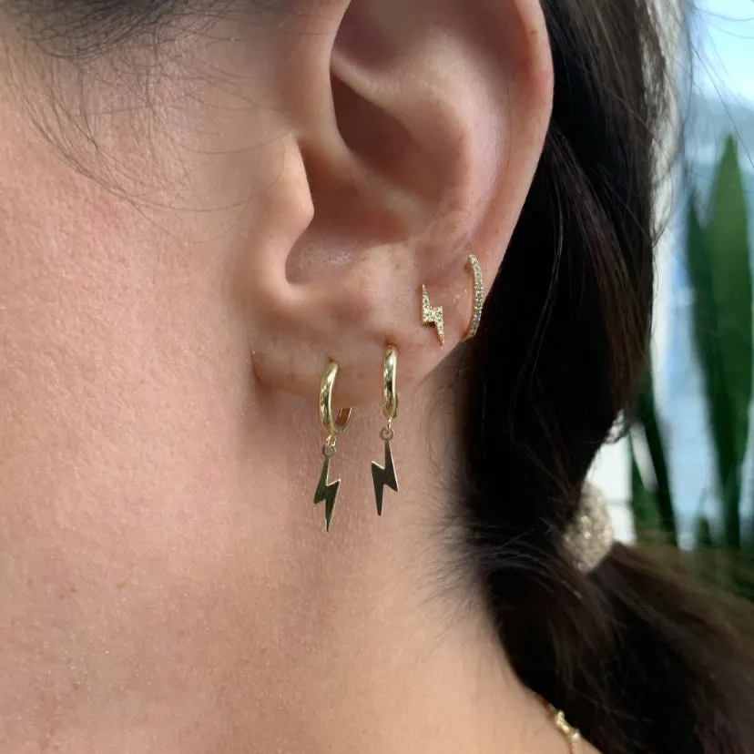 10K Gold Lightning Bolt Huggie Earrings