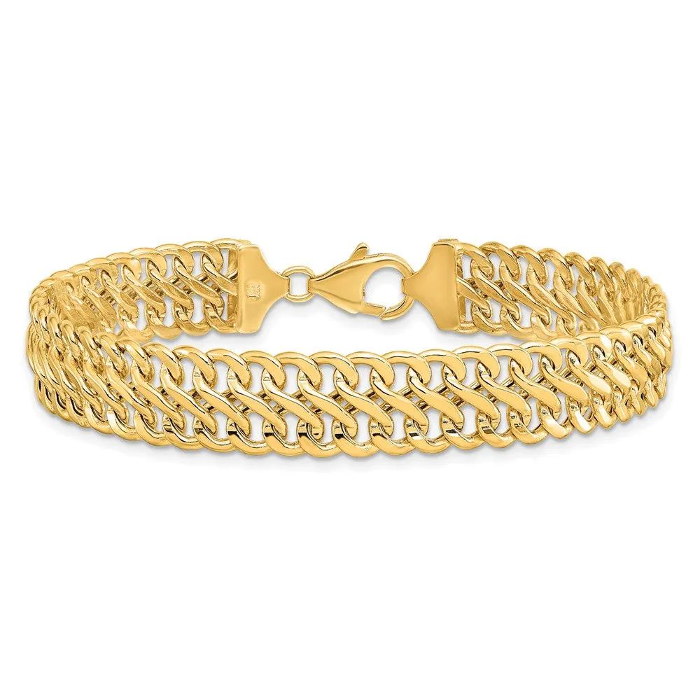 10mm 14k Yellow Gold Polished Hollow S Link Chain Bracelet, 7.5 Inch