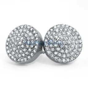 1.30ct Diamond Round Domed Hip Hop Earrings Steel