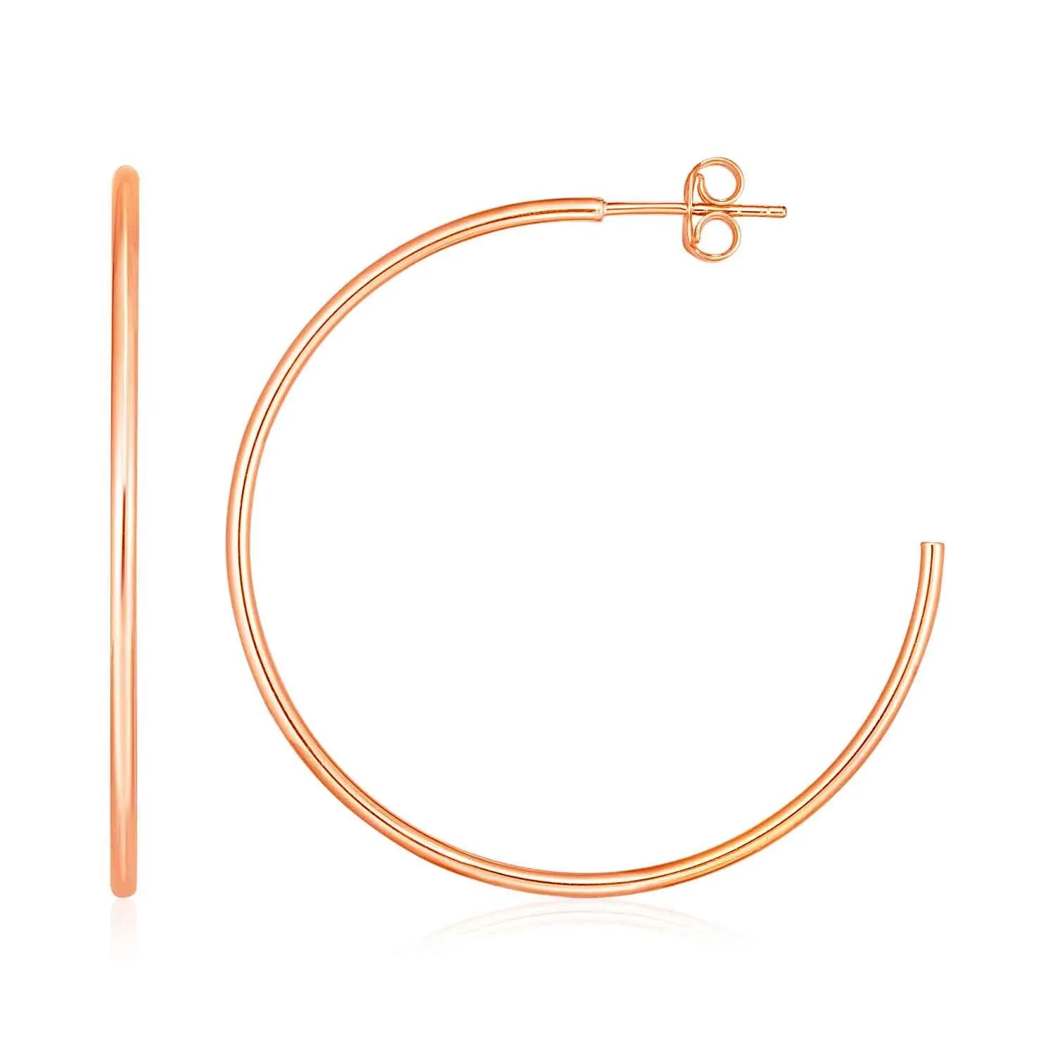 14k Rose Gold Polished Hoop Earrings-rx46004