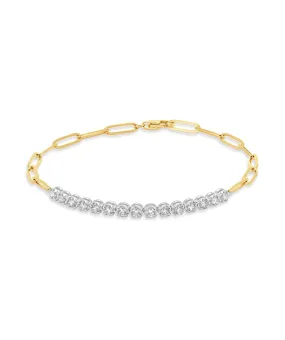 14K White & Yellow Gold Diamond Paperclip Bracelet