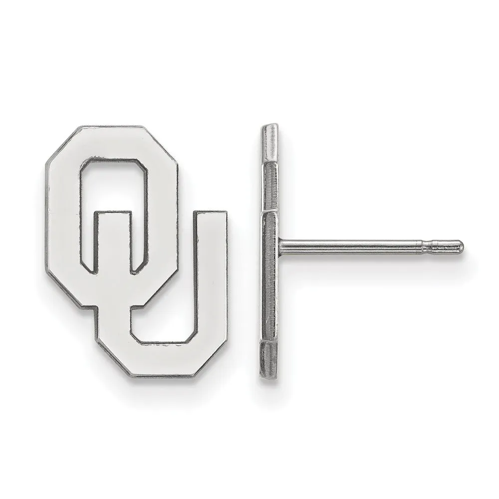 14k White Gold University of Oklahoma Small Post Earrings