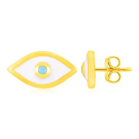 14K Yellow Gold Evil Eye Earrings with Enamel-rx90604