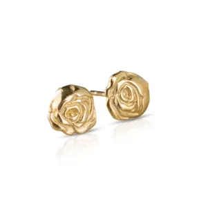 14K Yellow Gold Roses Stud Earrings