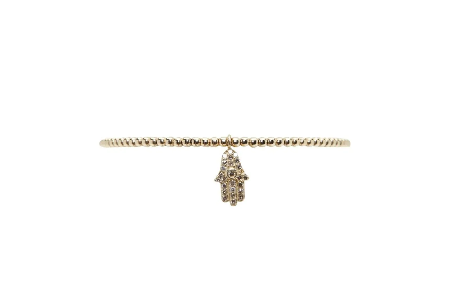 2MM Signature Bracelet with 14k Gold Pave Diamond Hamsa Charm