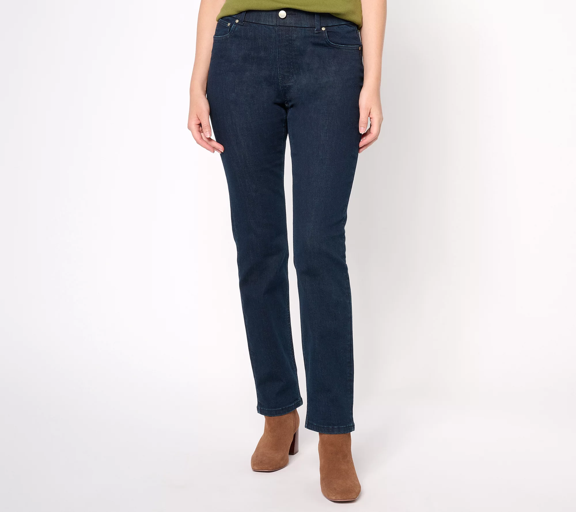 "As Is" Denim & Co. Perfect Flex Petite Straight Leg Pull-On Jeans