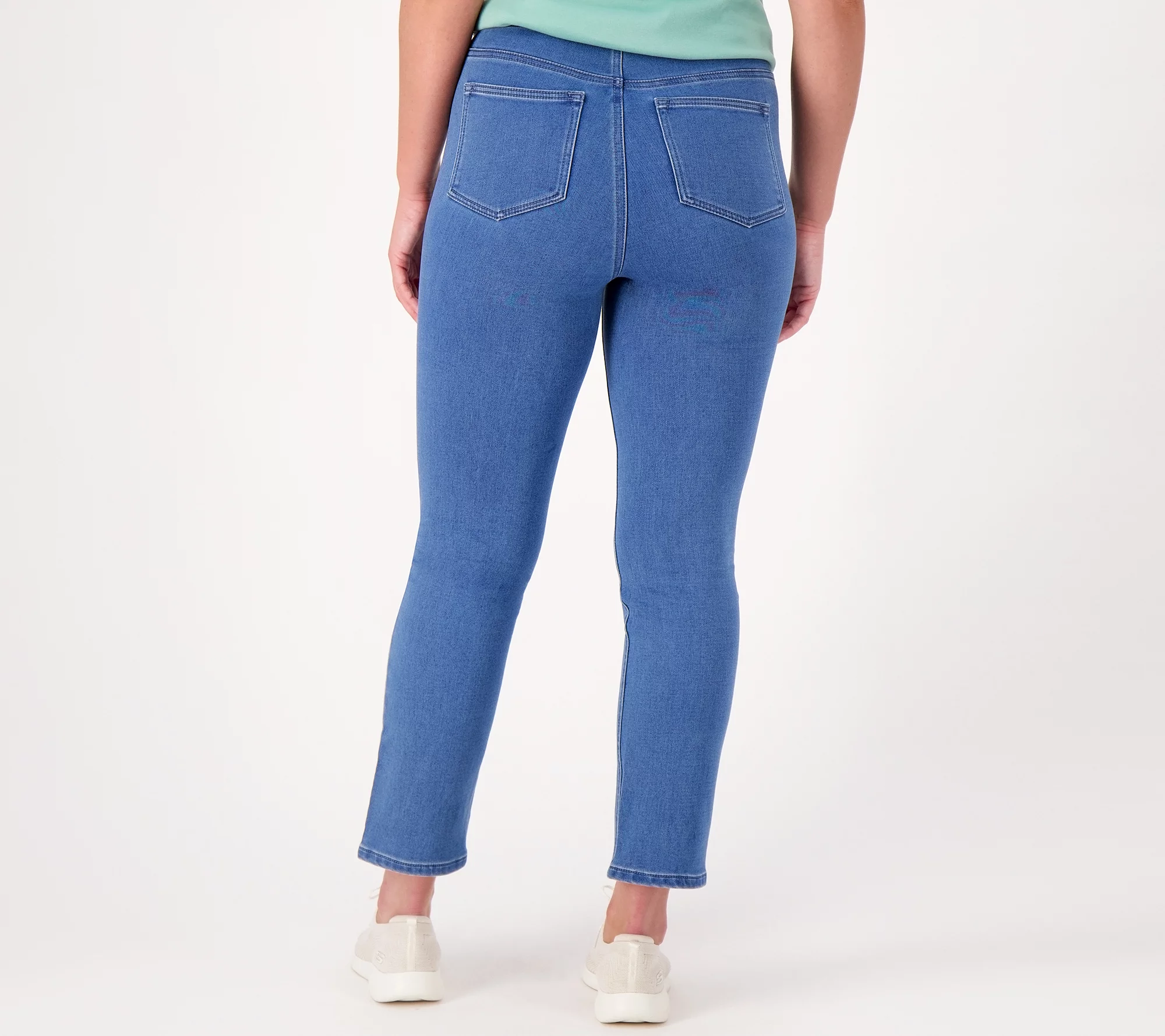 "As Is" Isaac Mizrahi Live Divine Denim Petite Pull On Straight Jeans