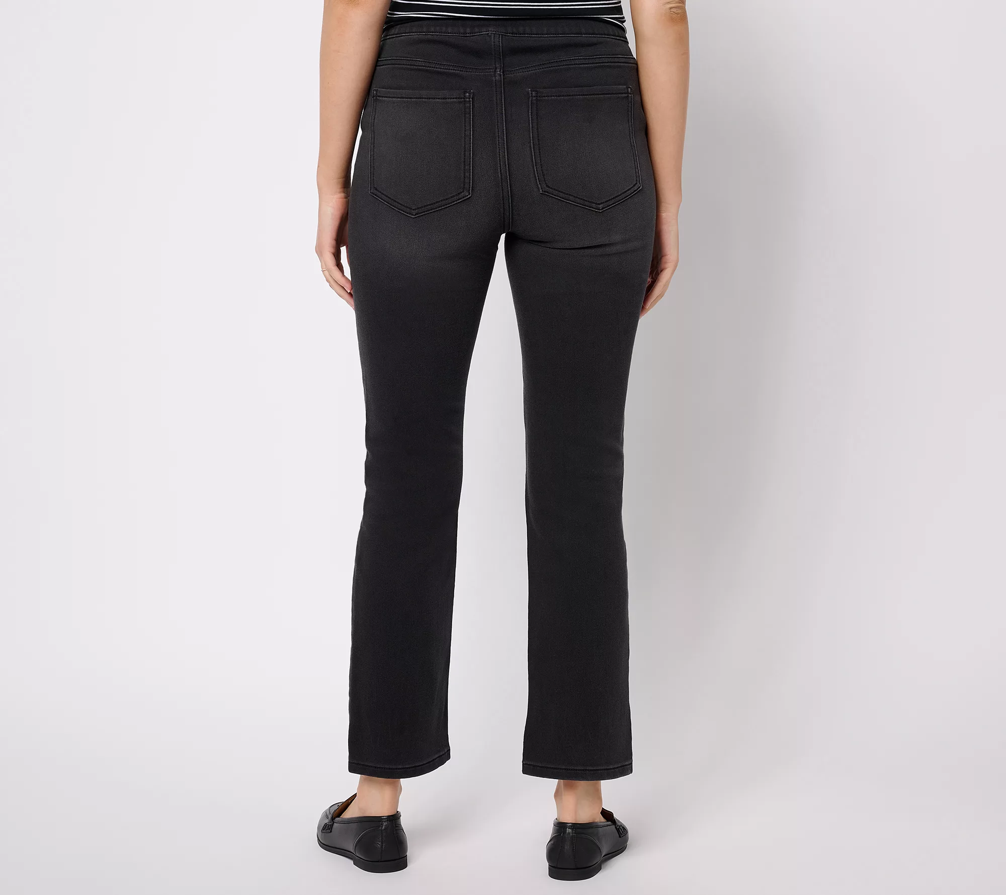 "As Is" Isaac Mizrahi Live! Regular Black Divine Denim Pull On Jeans