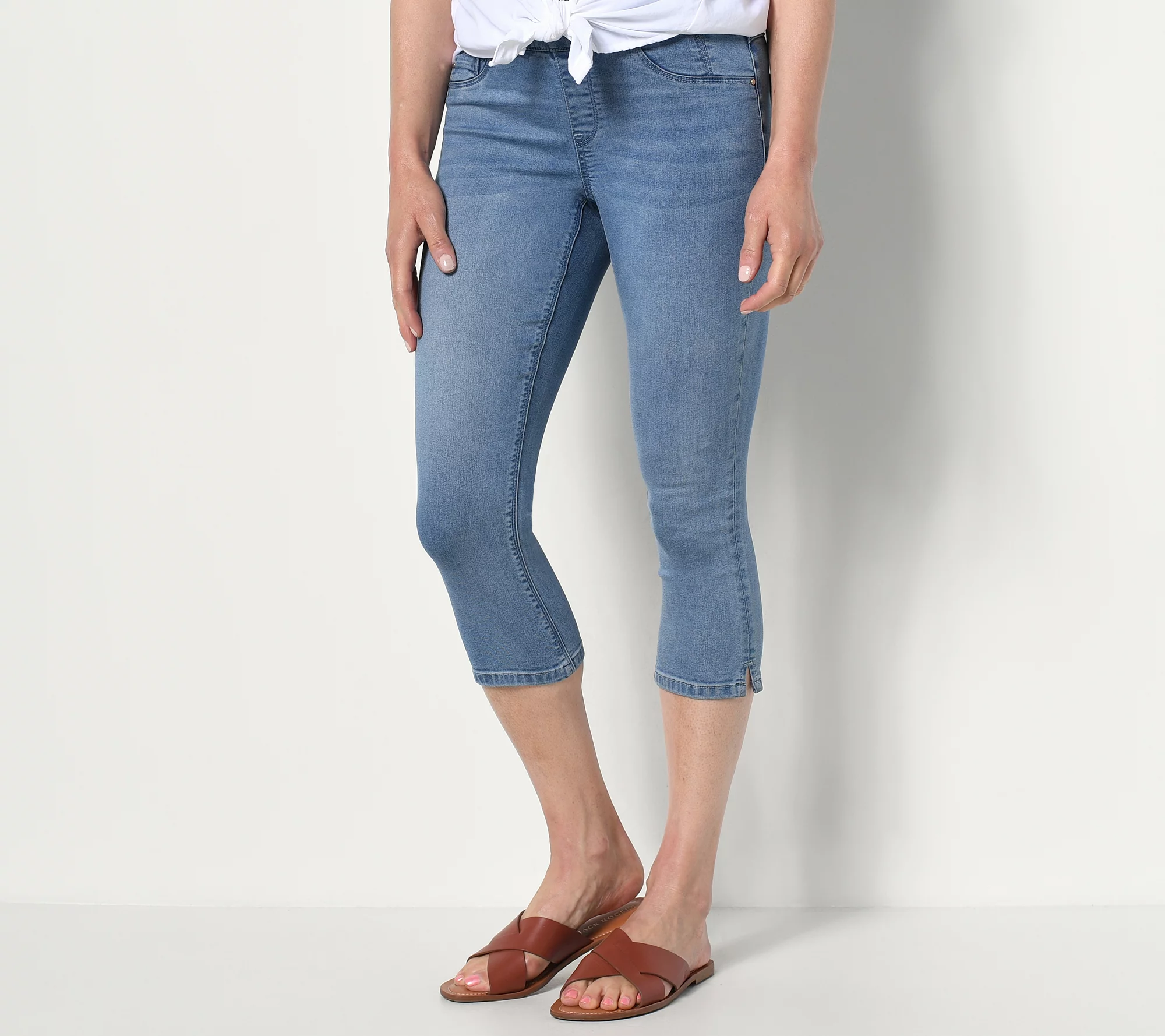 "As Is" Laurie Felt Regular Silky Denim Capri Jeans w/ Cambre Waist