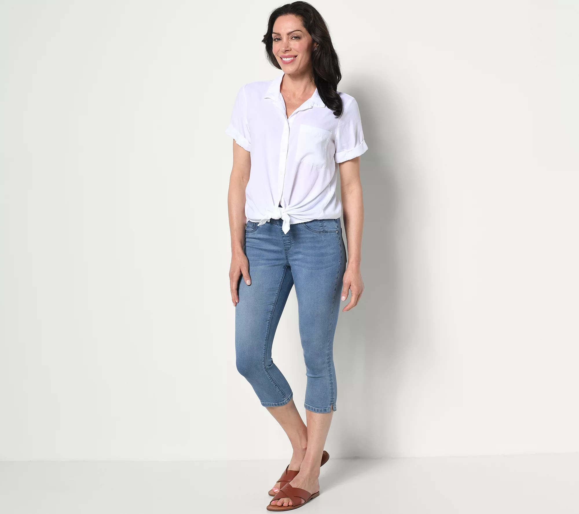 "As Is" Laurie Felt Regular Silky Denim Capri Jeans w/ Cambre Waist