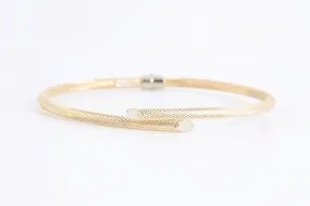 7 14k Yellow Gold Textured Hinged Cuff Bracelet (4.42g.)