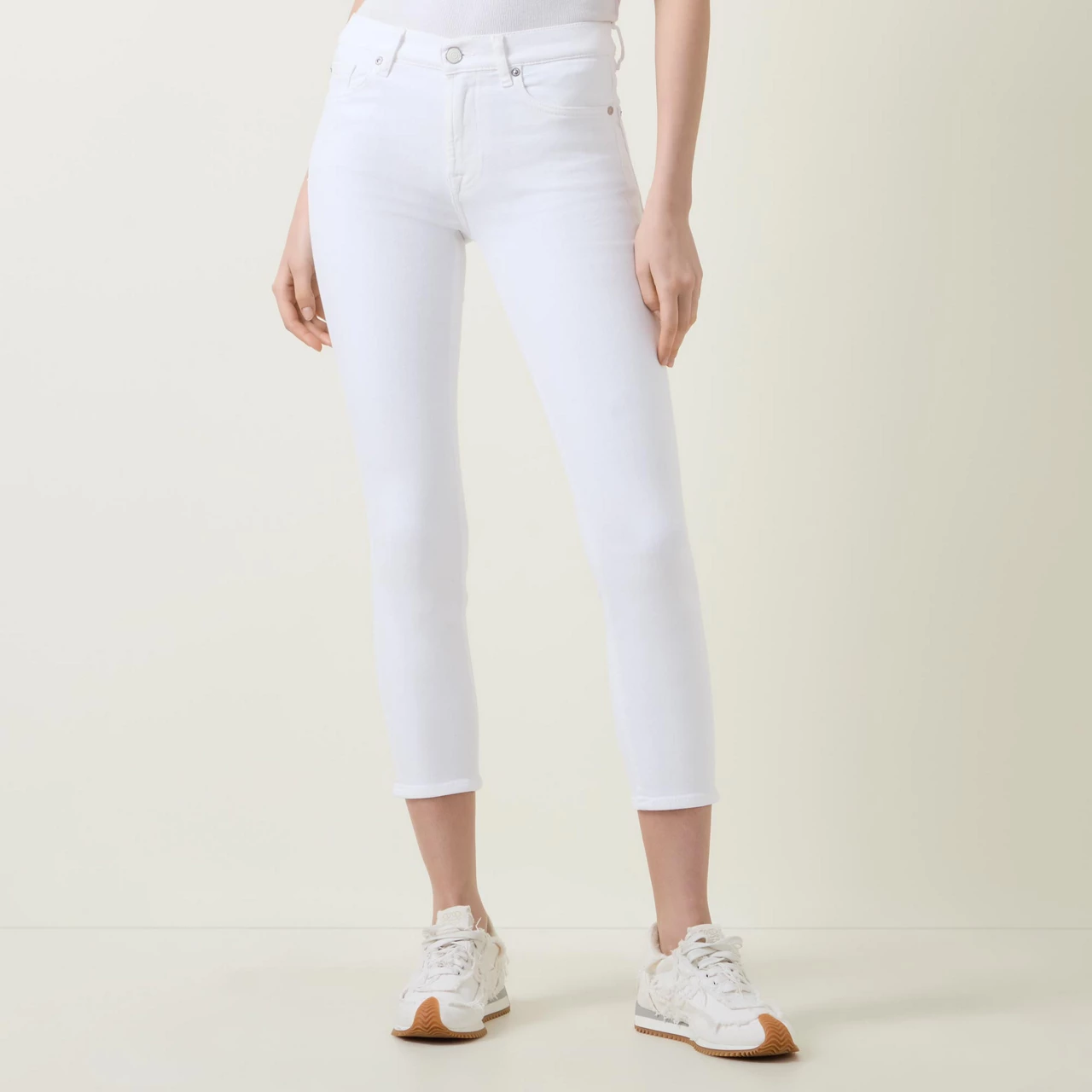 7 FOR ALL MANKIND Roxanne Mid-Rise Slim Fit Ankle Jeans - White