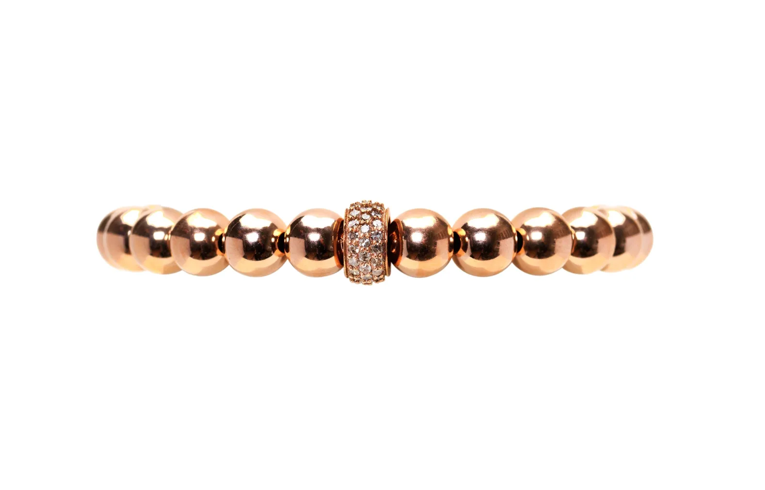 7MM Signature Rose Gold Bracelet with 14K Diamond Rondelle