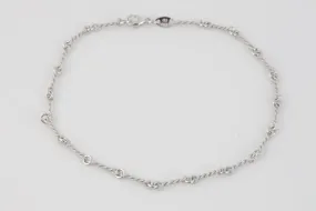 9.75 14K White Gold Rope Chain Anklet Bracelet (4.80g.)