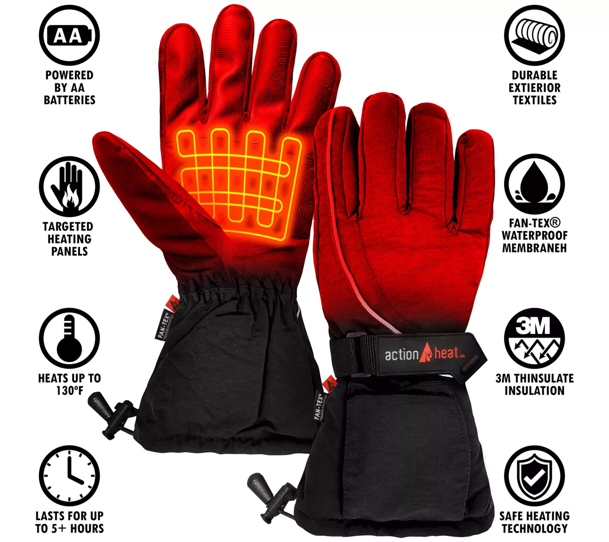 ActionHeat Women's AA Battery Heated Snow Gloves