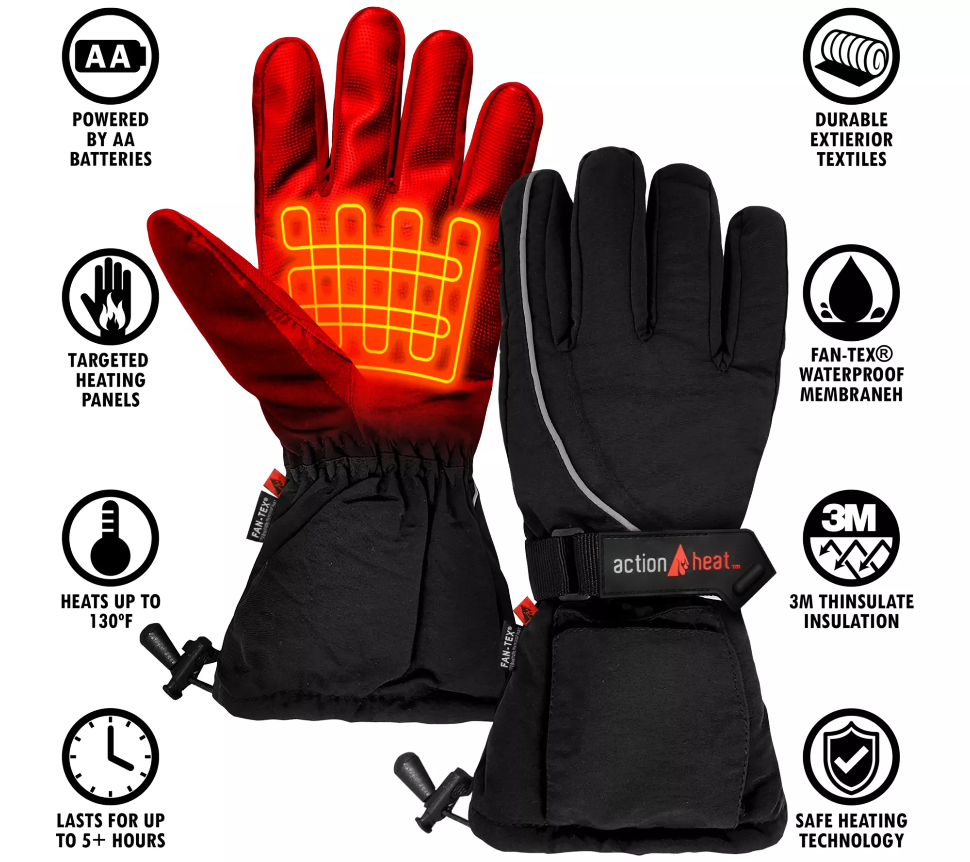 ActionHeat Women's AA Battery Heated Snow Gloves