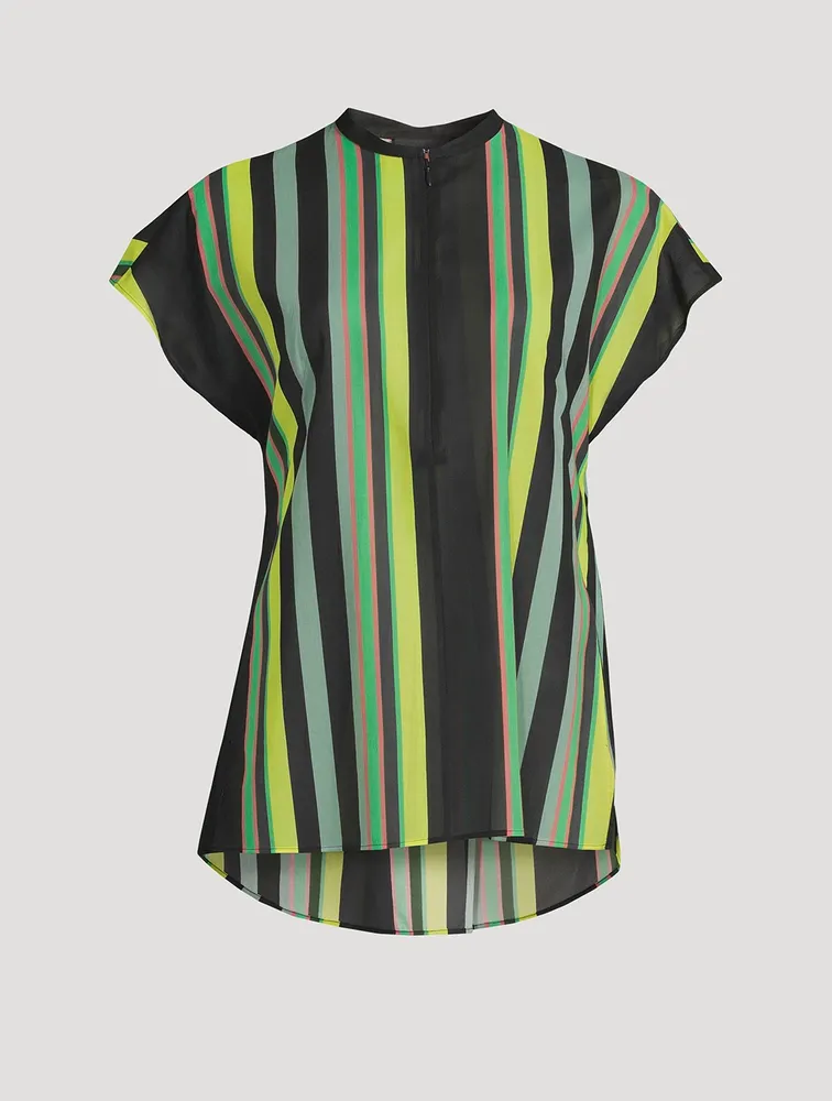 AKRIS Cotton Voile Tunic In Stripe Print