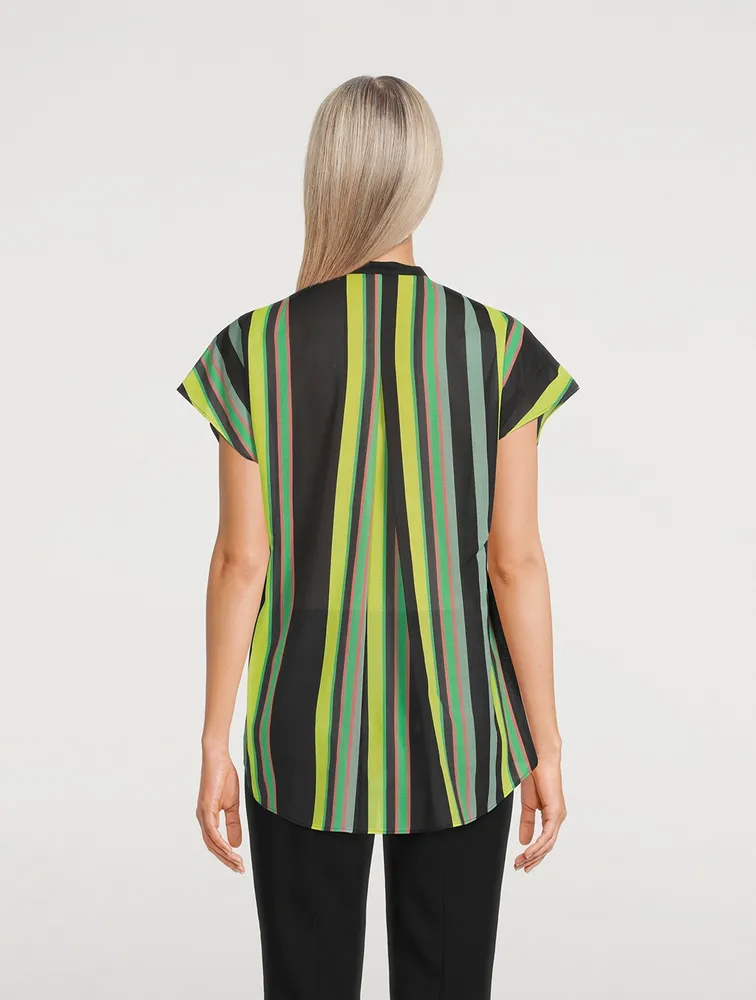 AKRIS Cotton Voile Tunic In Stripe Print