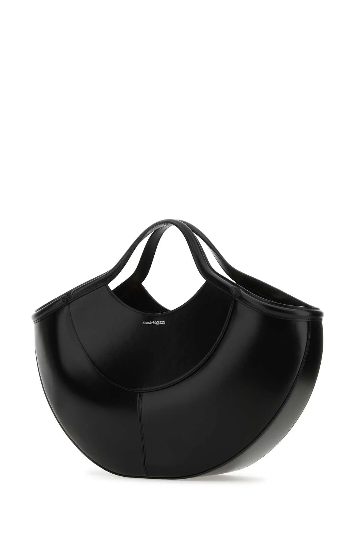 Alexander Mcqueen Black Leather The Cove Shopping Bag