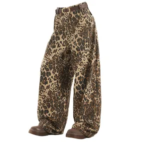 Animal Instincts Leopard Print Wide-Leg Pants