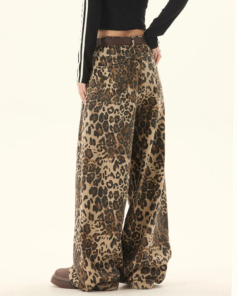 Animal Instincts Leopard Print Wide-Leg Pants