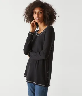 Anina Side Button Tunic - Black/Chalk