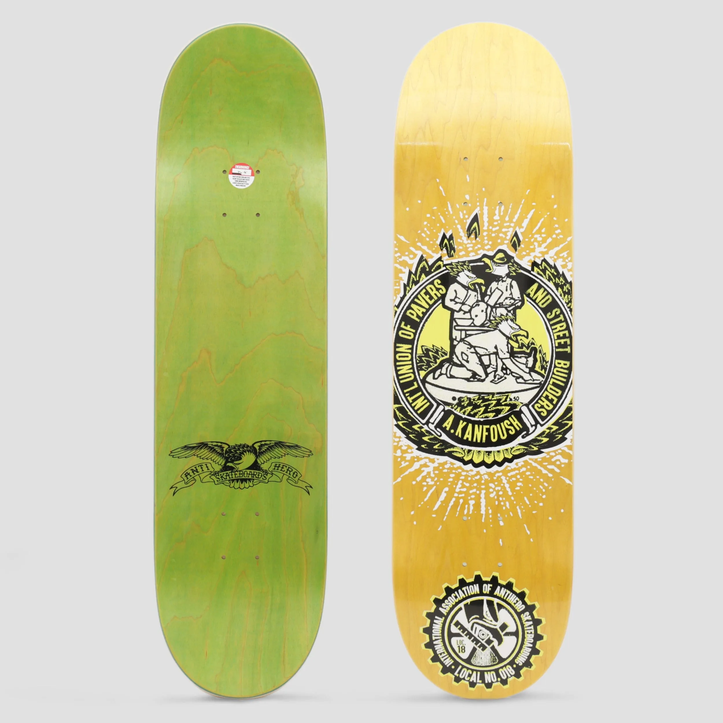 Anti Hero 8.38 Kanfoush Local 18 Union Skateboard Deck