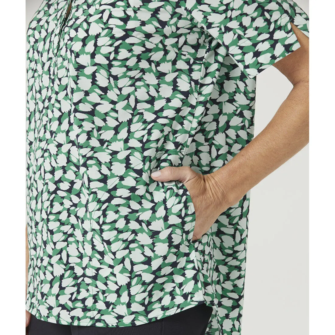 Antibacterial Petal Print Short Sleeve Tunic