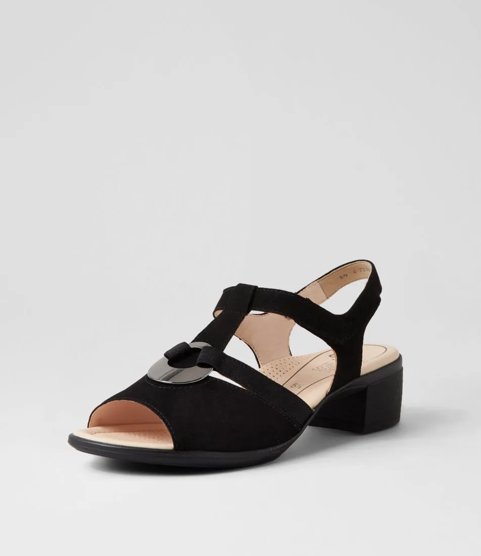 ARA Lugano 30 Schwarz Suede Sandals