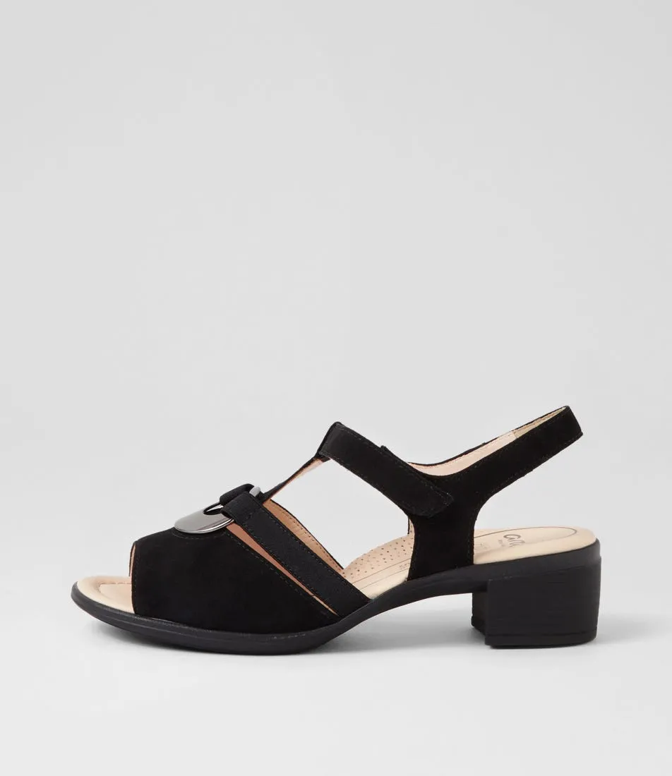 ARA Lugano 30 Schwarz Suede Sandals