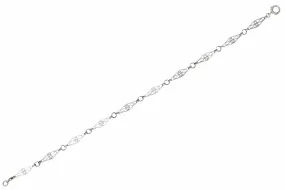 Art Deco Platinum Navette Link Chain Bracelet