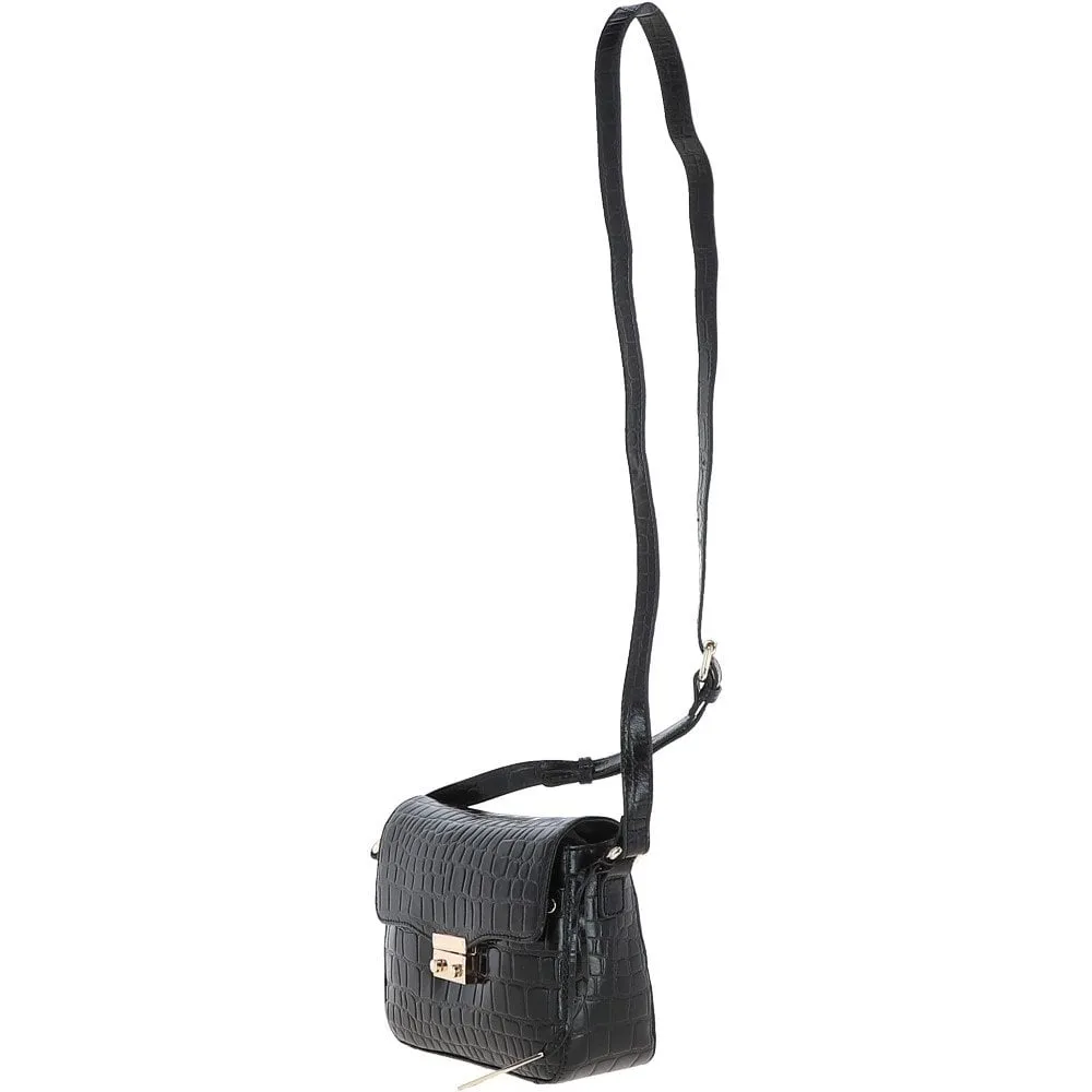 Ashwood Crocodile Print Cross Body Bag Black/croc: C-50 Croc