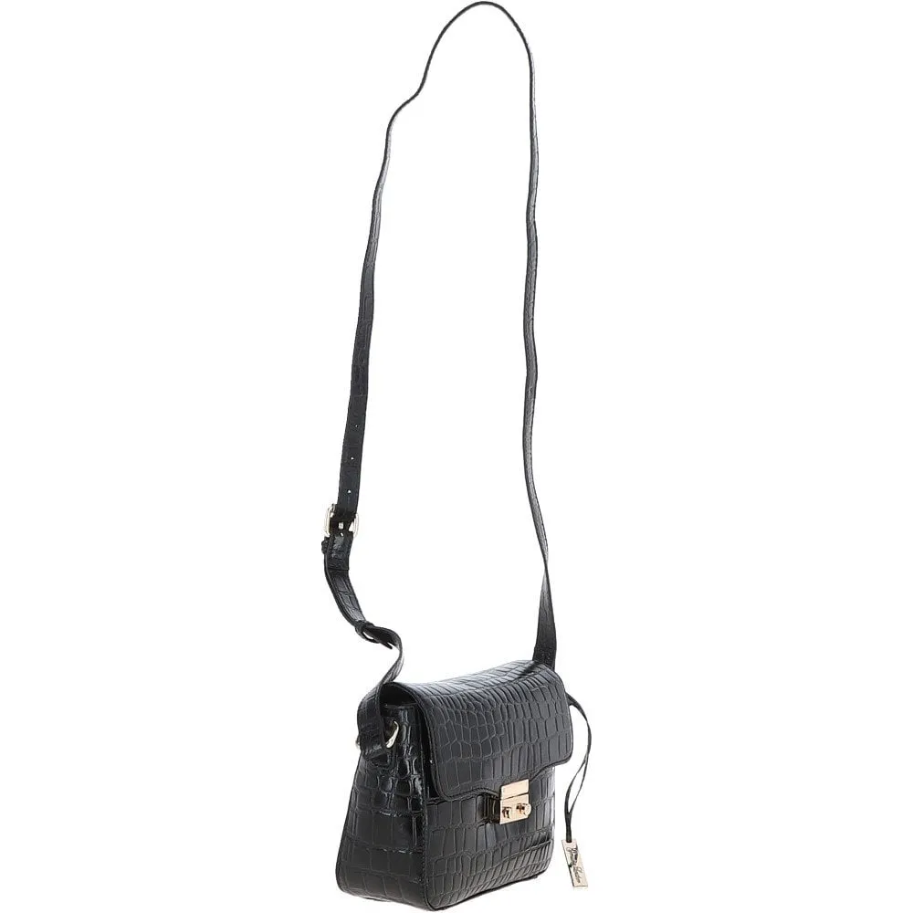 Ashwood Crocodile Print Cross Body Bag Black/croc: C-50 Croc