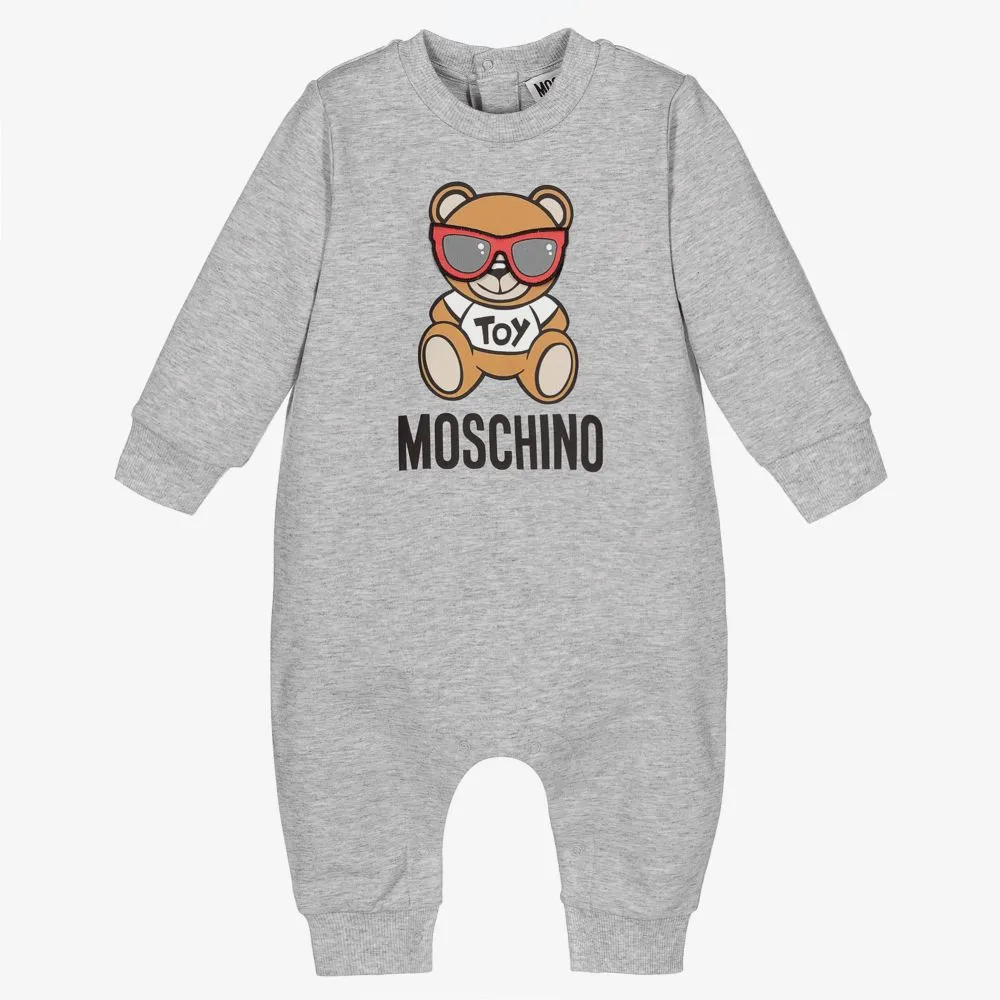 Baby Grey Logo Cotton Romper