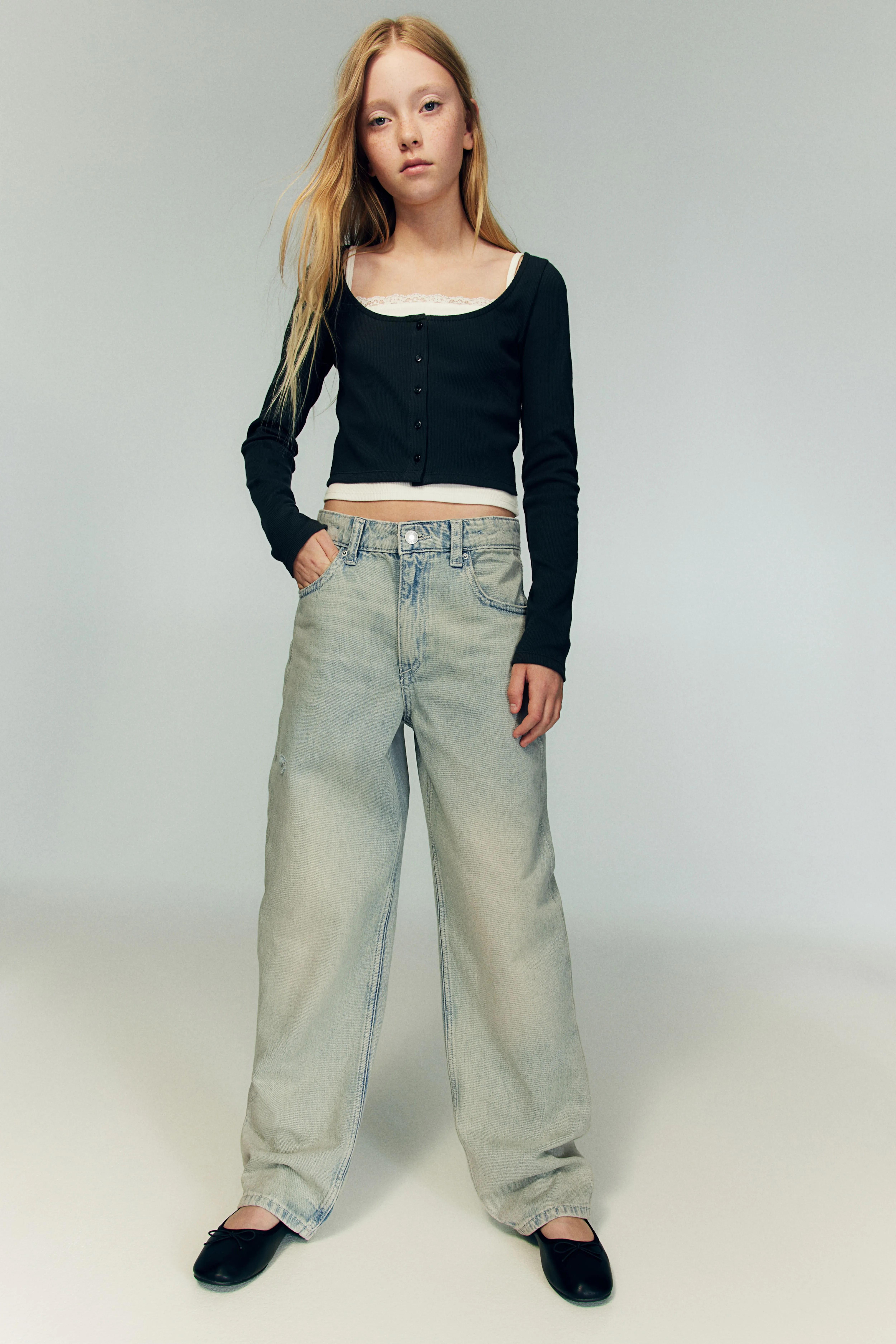 Baggy Fit Jeans - High waist - Long - Light denim blue - Kids | H&M GB