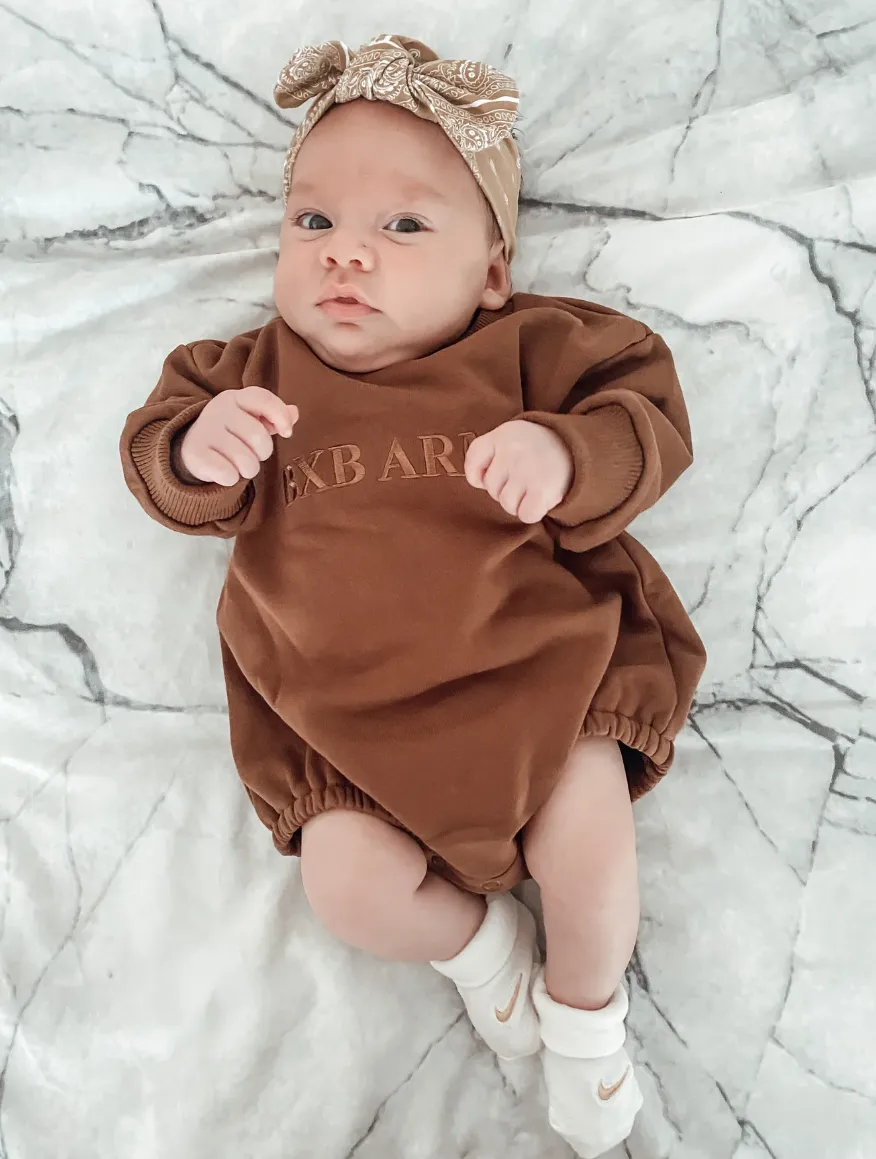 Ballerinas and Boys - Chocolate Fleece Baby Romper