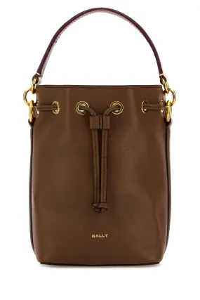 Bally Caramel Leather Small Code Bucket Bag