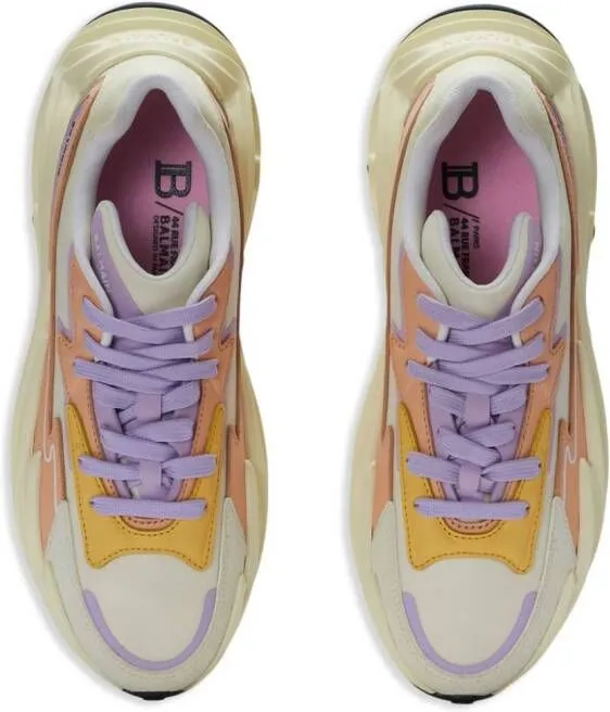 Balmain Run-Row panelled leather trainers Neutrals