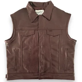 BECK 501 Trucker Style Genuine Horsehide Motorcycle Vest - Chestnut Brown