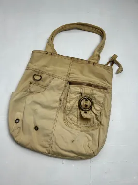 Beige uni buckle shoulder bag