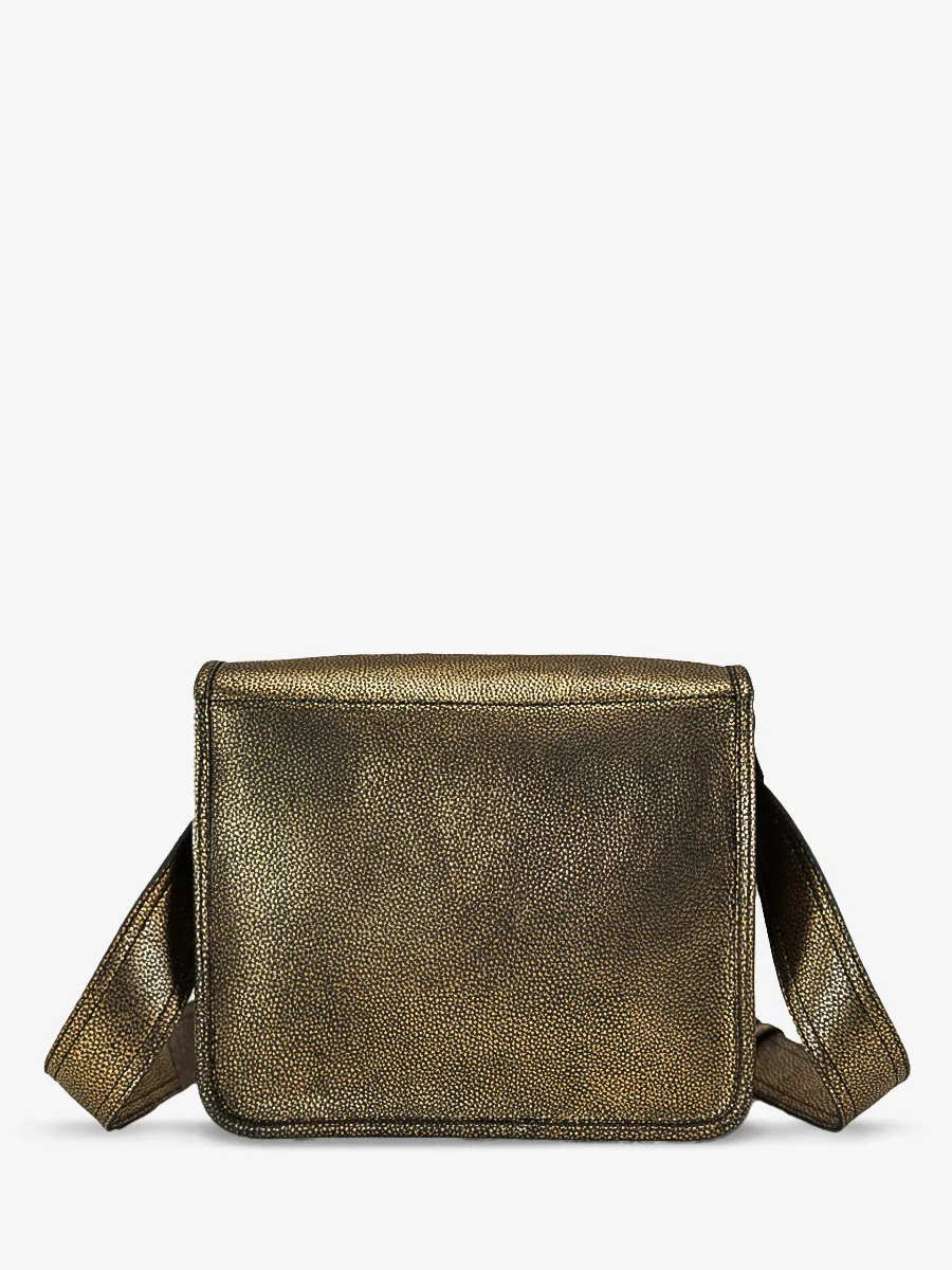 Black and Gold Leather Cross-body Bag for Women - LaSacoche S Granite | PAUL MARIUS