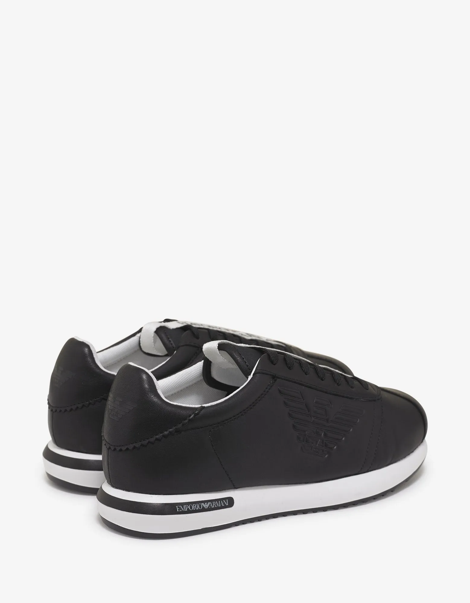 Black Eagle Embossed Leather Trainers