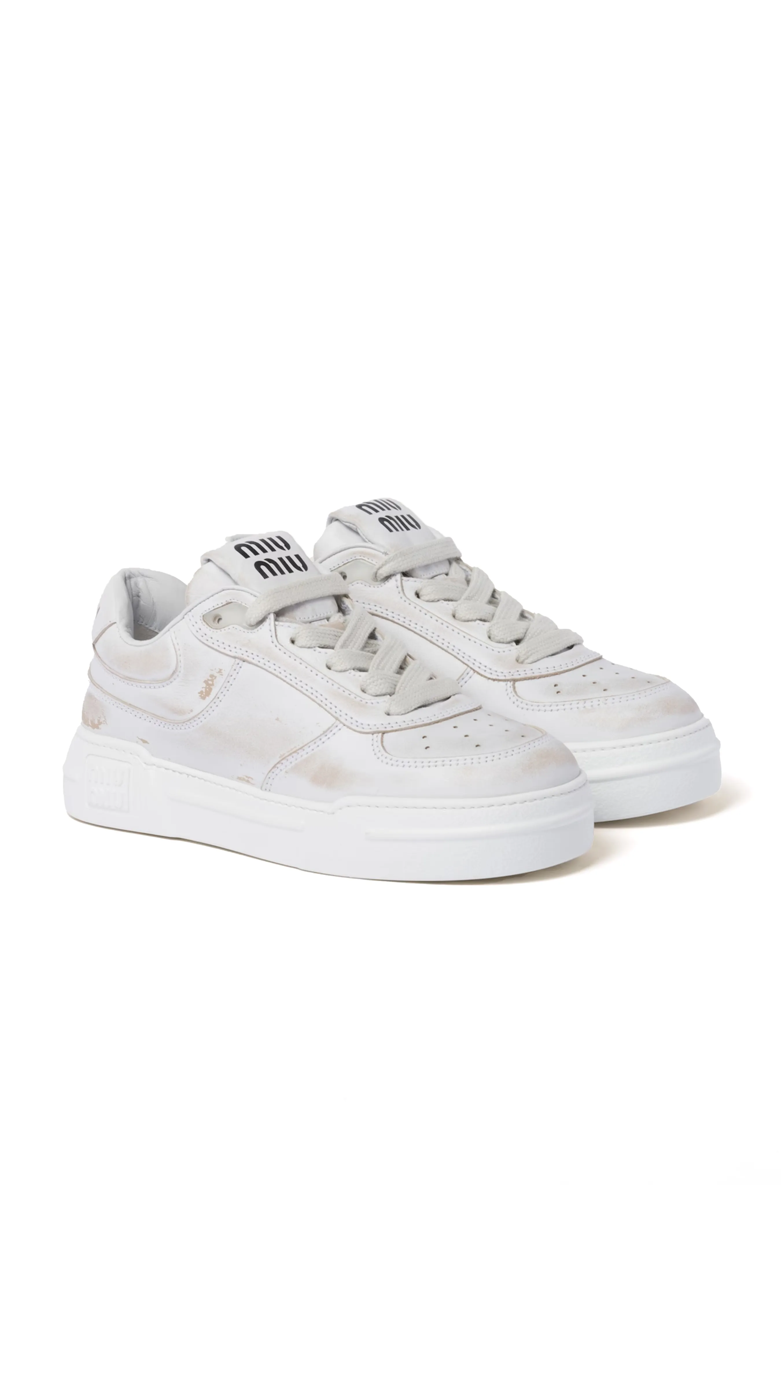 Bleached Leather Sneakers - White