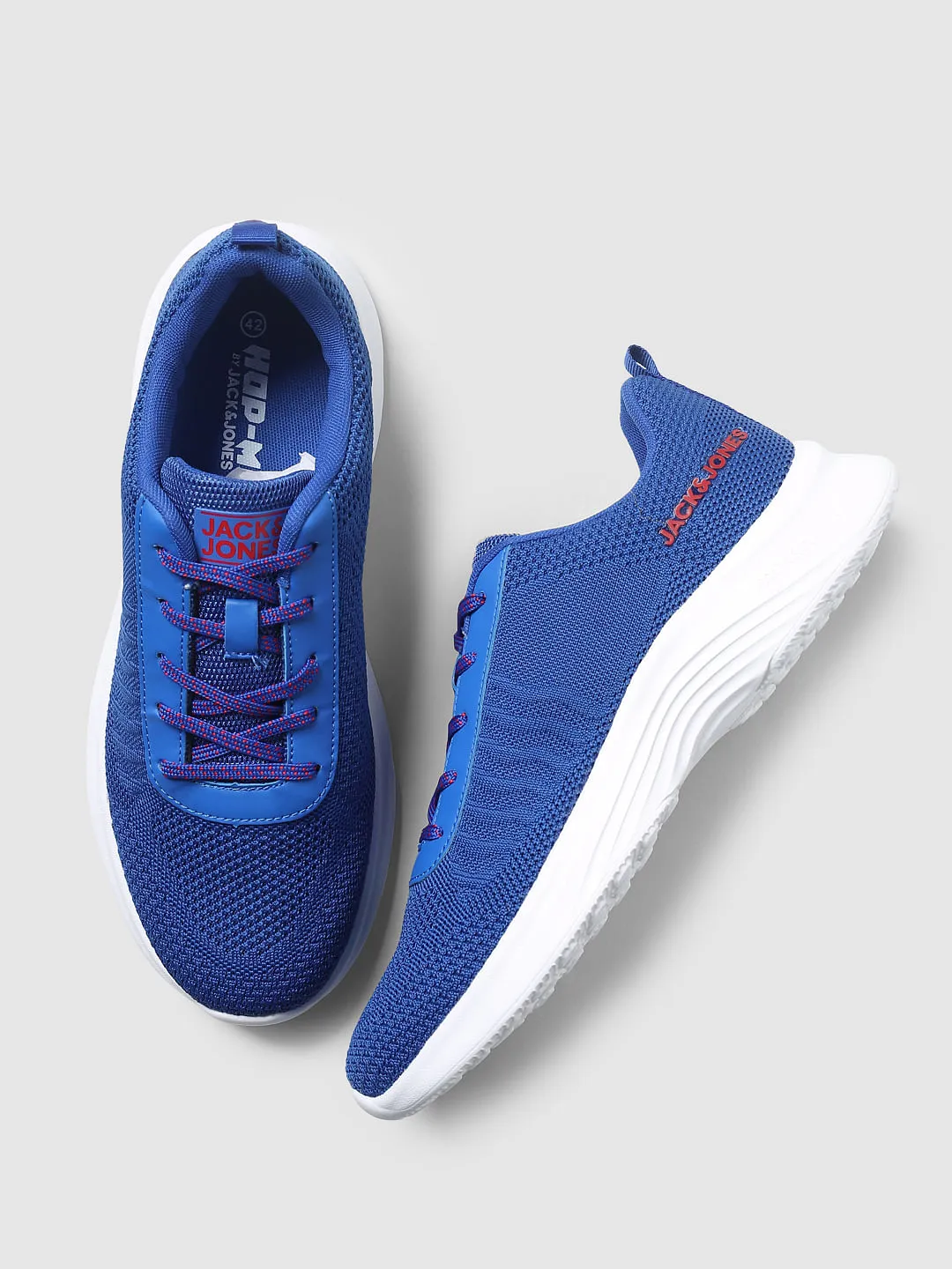 Blue Mesh Lace-Up Sneakers