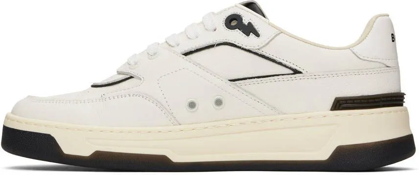 BOSS White & Black Leather Sneakers