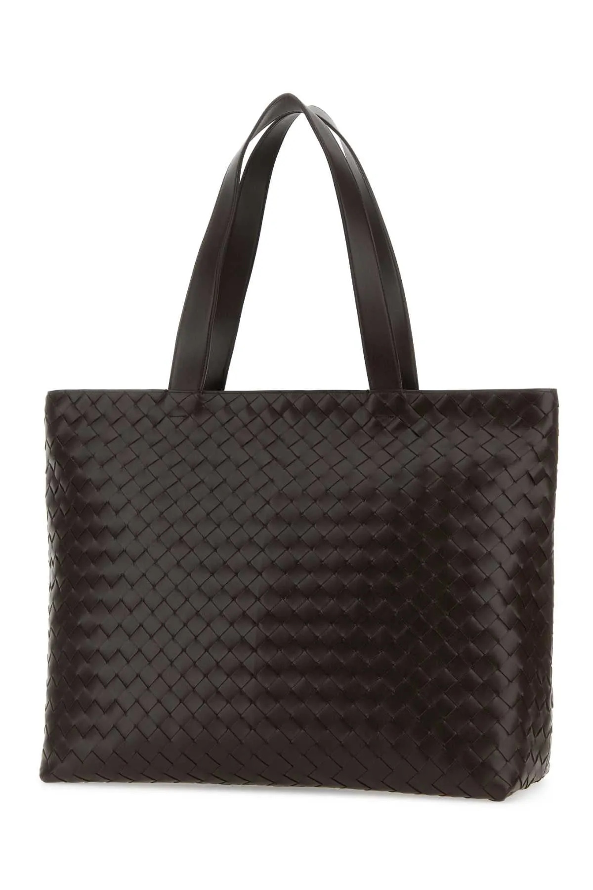 Bottega Veneta Dark Brown Leather Intrecciato Shopping Bag