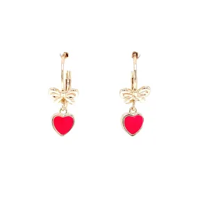 Bow and Heart Enamel Earrings