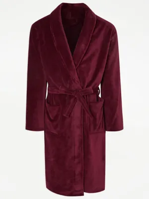 Burgundy Fleece Dressing Gown | Men | George at ASDA