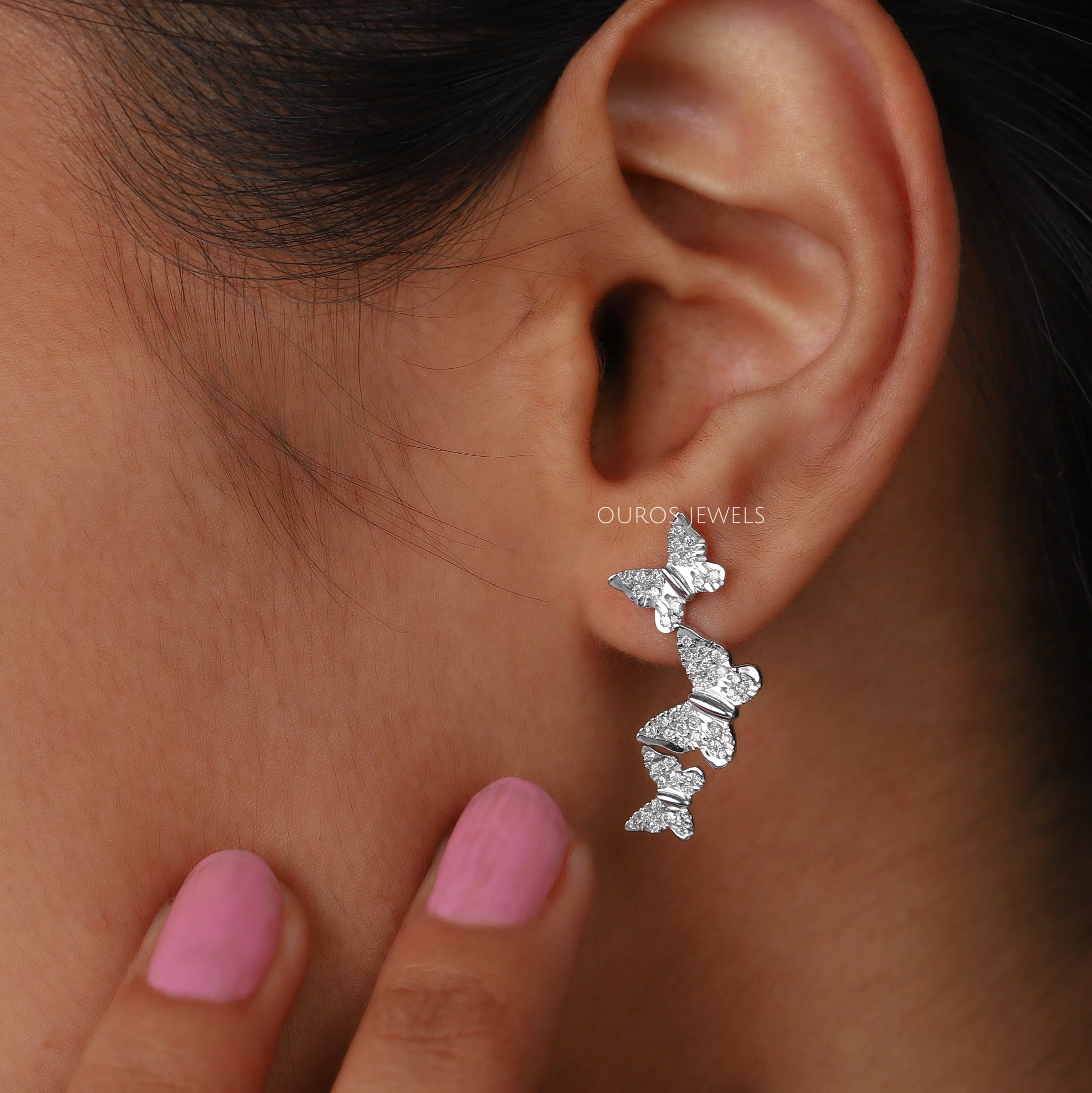 Butterfly  Cut Lab Grown Diamond Drop Earrings